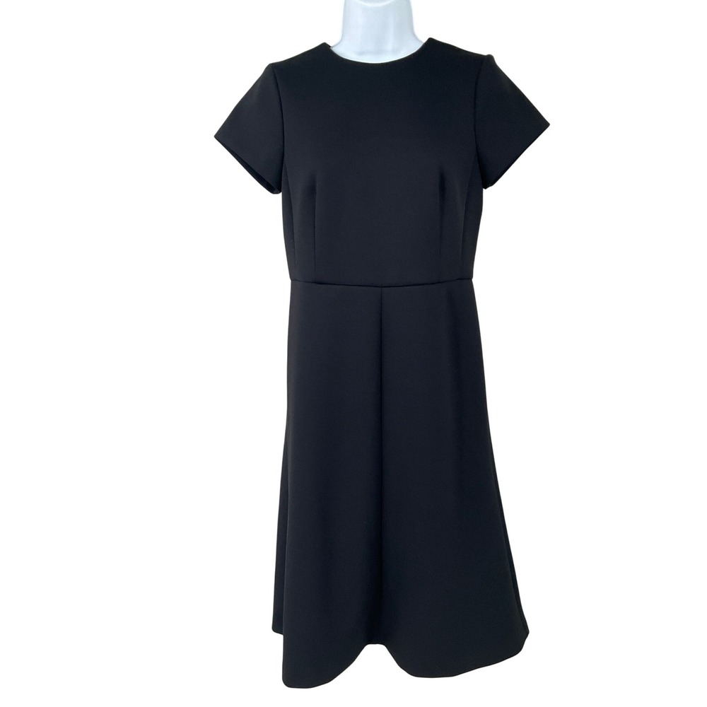Ann Taylor Dress Women 4P Black Short Sleeve Fit Flare Classic Minimalist Preppy